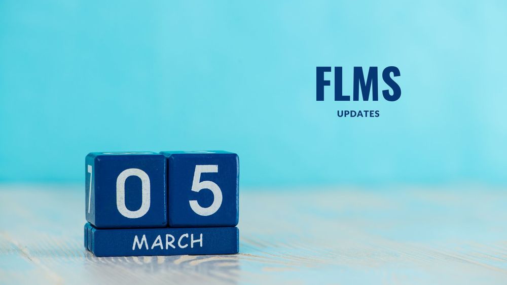 image of the date March 05 in blue blocks with text of FLMS updates