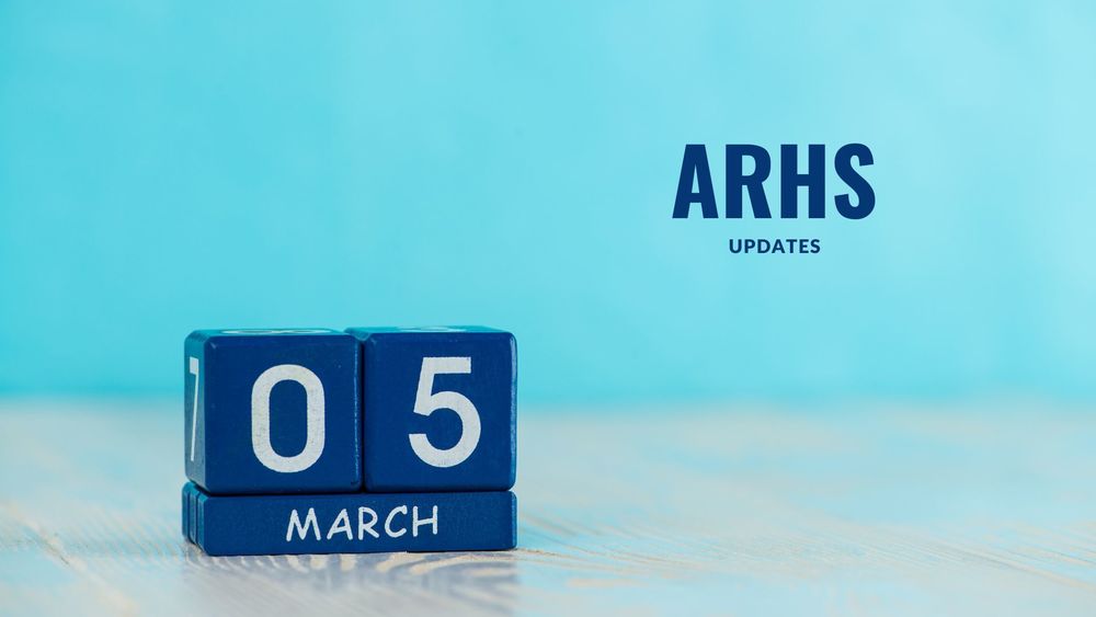 blue image of March 05 in blocks with text of ARHS updates