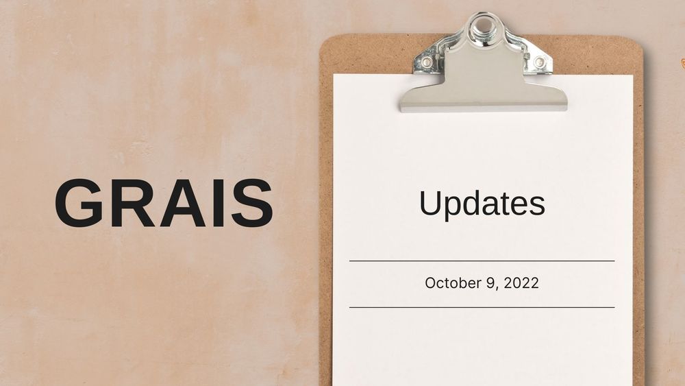 image of clipboard with text of GRAIS updates, october 9, 2022