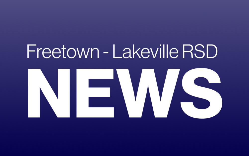 Freetown-Lakeville Regional School District News Logo (Text is used on blue background stating FLRSD News)