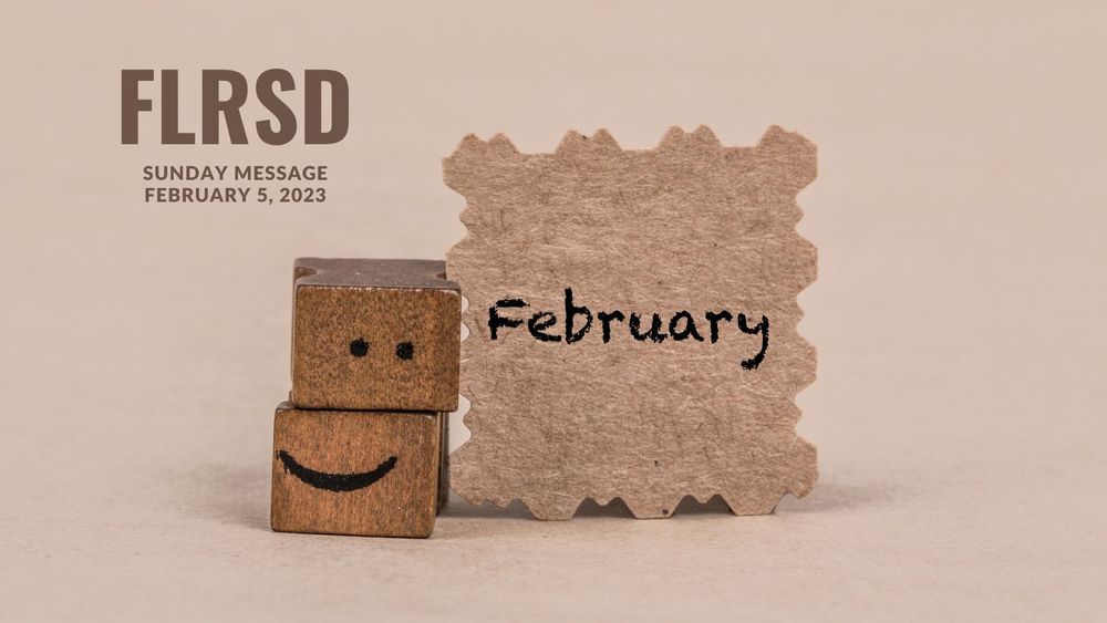 image of paper and two printing block stacked to represent a smiley face and text of FLRSD sunday message, January 5, 2023